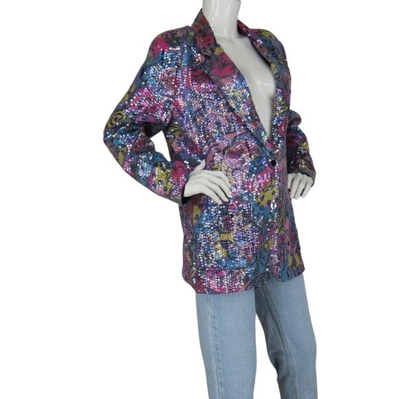Sandy Starkman Sequins Glam Party Jacket Blazer Medium M - Picture 4 of 7